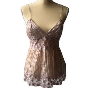 Catherine Malandrino Blush Baby Doll Top Crochet Details, Cotton, Medium